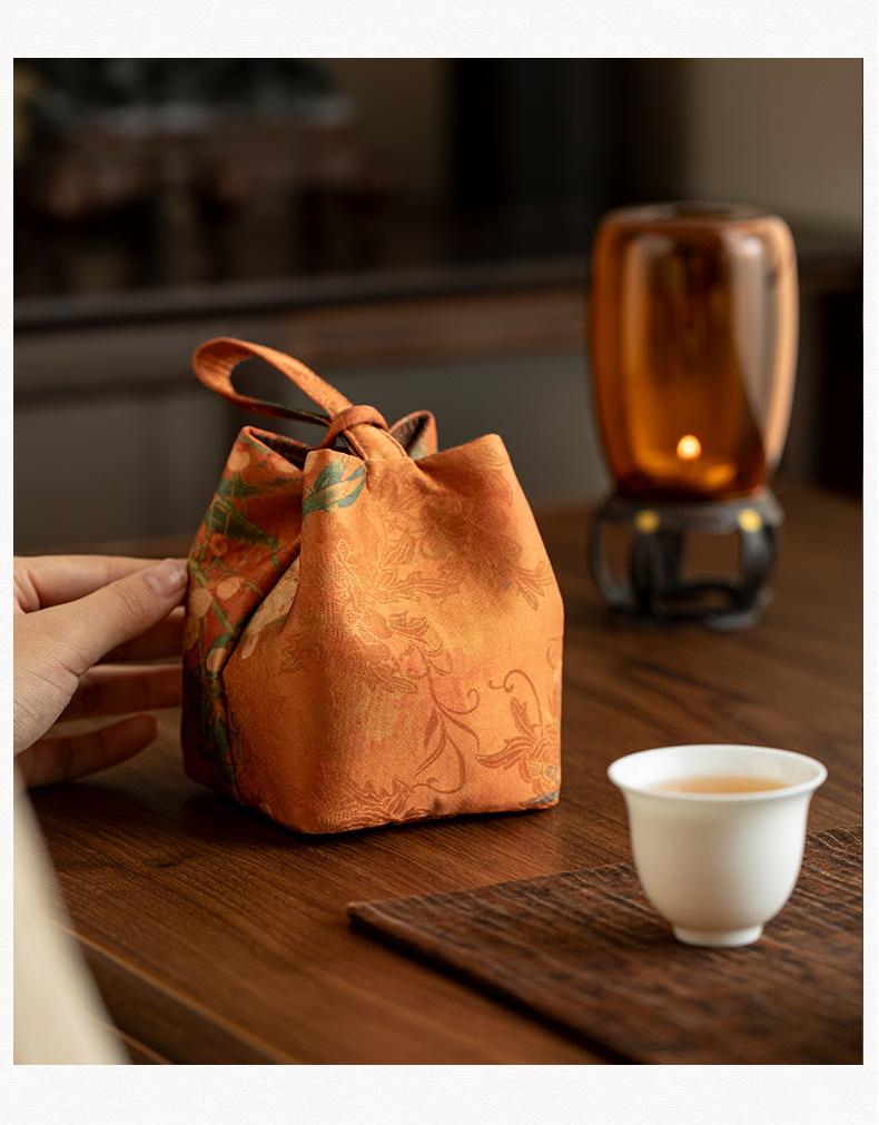 Portable Fabric Bag for Tea Set and Accessories - High-End Chinese Design