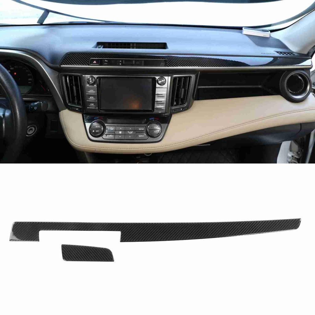2 Buc. Acoperire Consola Centrală Ornament Panou Instrumente Copilot Decor Fibra de Carbon Moale Potrivit pentru RAV4 1519