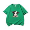Kids Cotton T Shirt Black And White Cow Peeking Over Land Print Crew Neck Short Sleeve Tee Casual Boys Girls Summer Tops
