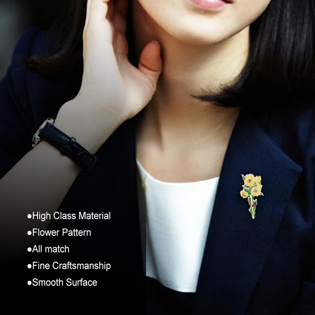 Brooch Sunflower Succulent Plant Flower Enamel Lapel Pins Badge Women Girls Accessories for Clothing Crafting Gift