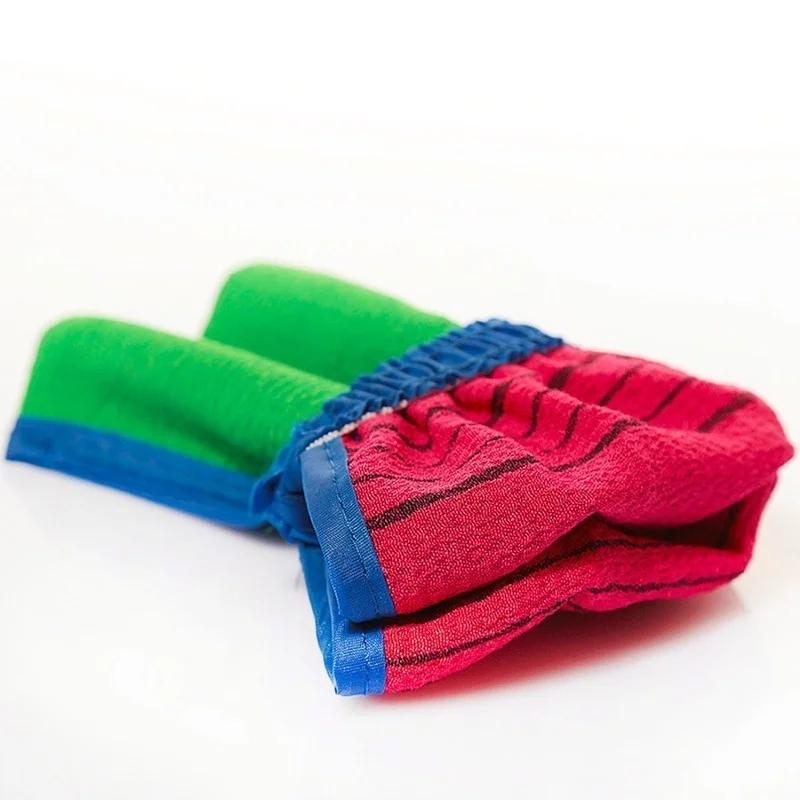 1pc Shower Spa Exfoliator Two-sided Bath Glove Body Cleaning Scrub Mitt Rub Dead Skin Removal Color Random