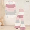 Women Plus Size Printed Round Neck Three Quarter Sleeve Flared Top Flared Pants Two Piece Set
