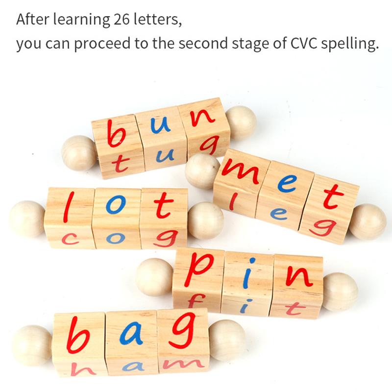 Montessori Alphabet Wooden Phonetic Reading Blocks Firs Production Process For Kids Toddlers
