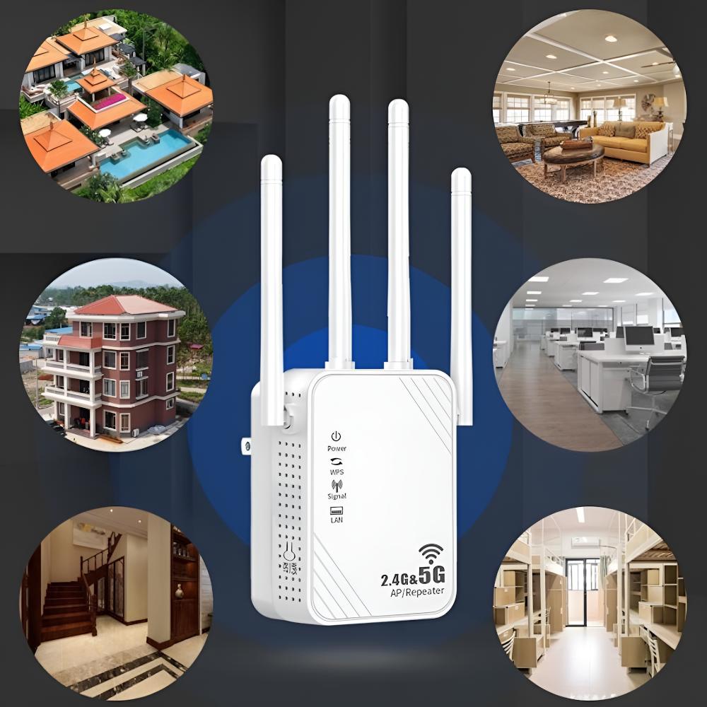 WiFi Signal Amplifier Repeater LAN RJ-45 1200Mbps Router AP 4 Antennas 5GHz