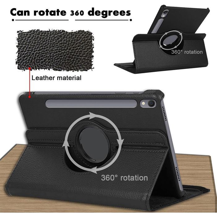 Coque + Verre Trempé - BOOLING - pour Samsung Galaxy Tab S9 FE/S10 FE - Rotatif 360° - Noir - Protection Écran