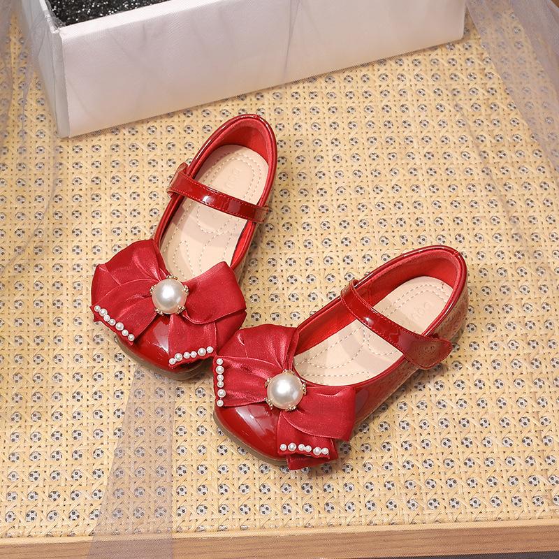 

Children s princess shoes Spring and autumn children s foreign style Internet celebrity small leather shoes medium and large children s 35 бордовий