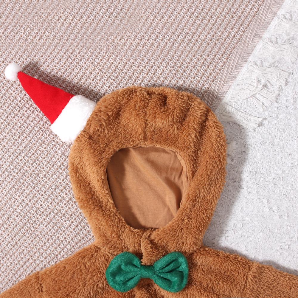 Boys' European-American Spring/Autumn Solid Color Long Sleeve Christmas Romper