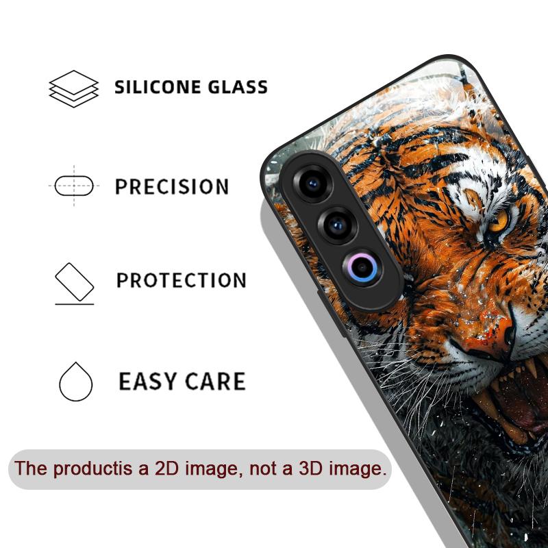 Golden Black Tiger Stripe Flame Print Tempered Glass Phone Case for OnePlus 13R 12 11 10 9 Nord CE4 3 2 Lite ACE2 ACE3 Pro Cover
