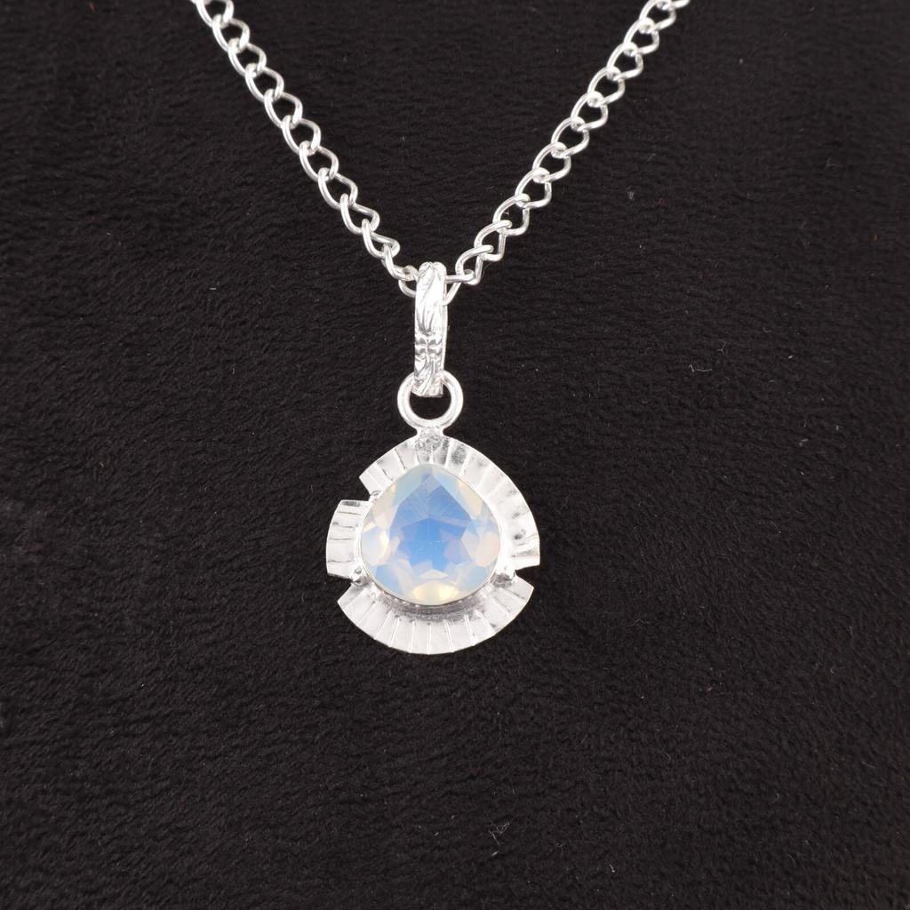 Natural Milky Opal Birthday Gift Anniversary October Pendant 925 Sterling Silver PP-8-16