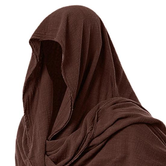 Men Scarf Vintage Soft Fabric Comfortable Breathable Solid Color Keep Warm Spring Male Hood Cloak Medieval Costume for Banquet