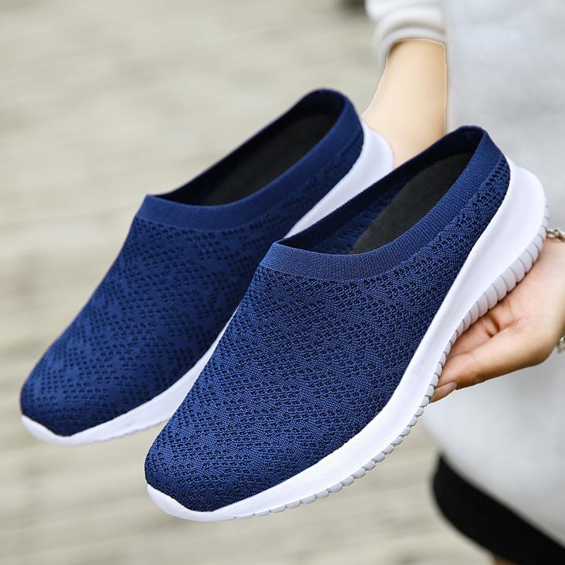 Foreign Trade Large Size 35-42 Women's Shoes Spring Casual Sports Socks Shoes Half Tray Lightweight Breathable Cloth Shoes Soft Sole