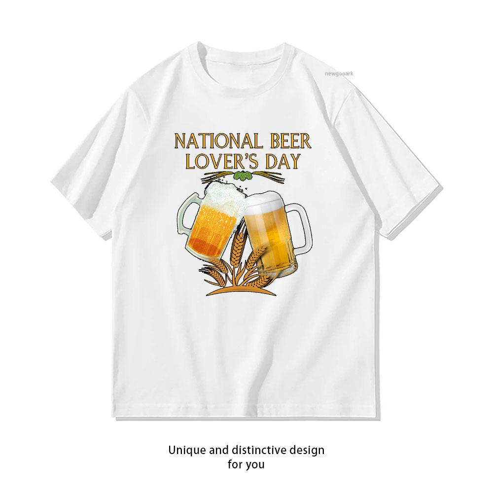 National Beer Lovers Day Celebration Colorful Shirt Woman Man Summer Cotton Graphic T Shirts Adult Tops Breathable Simple