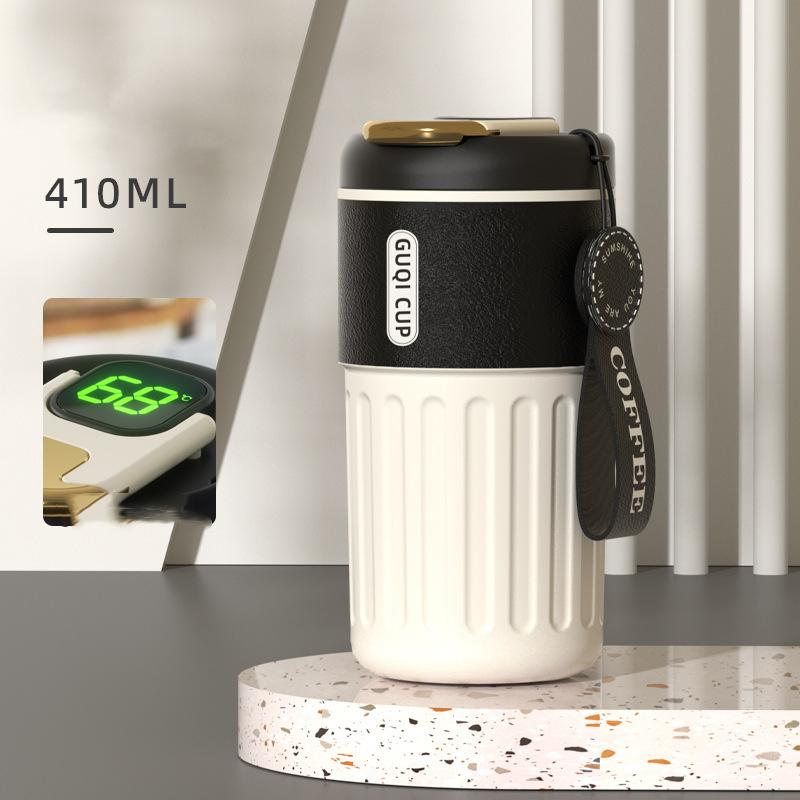 

Вместимость 410 мл Интеллектуальный дисплей температуры Кофейная термокружка из нержавеющей стали Портативная Подарочная Бутылка для воды 410ml белый