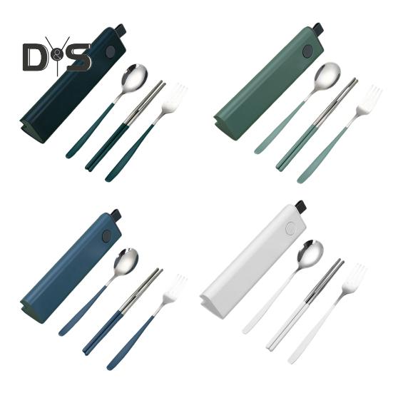 Travel Utensil Set Stainless Steel Fork And Spoon with Case Portable Tableware Set Smooth Edge Flatware Set for Office School Camping