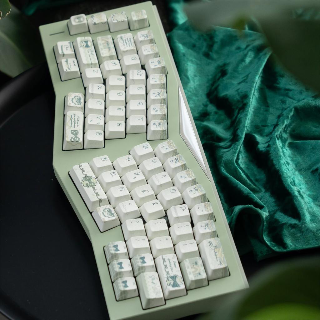 MAIMOOO Scarlett Keycap 142 Key Fc Height Pbt Lace Lace Bow Cute Little Fresh Light Green Customized Alice Keyboard Gift Keycap