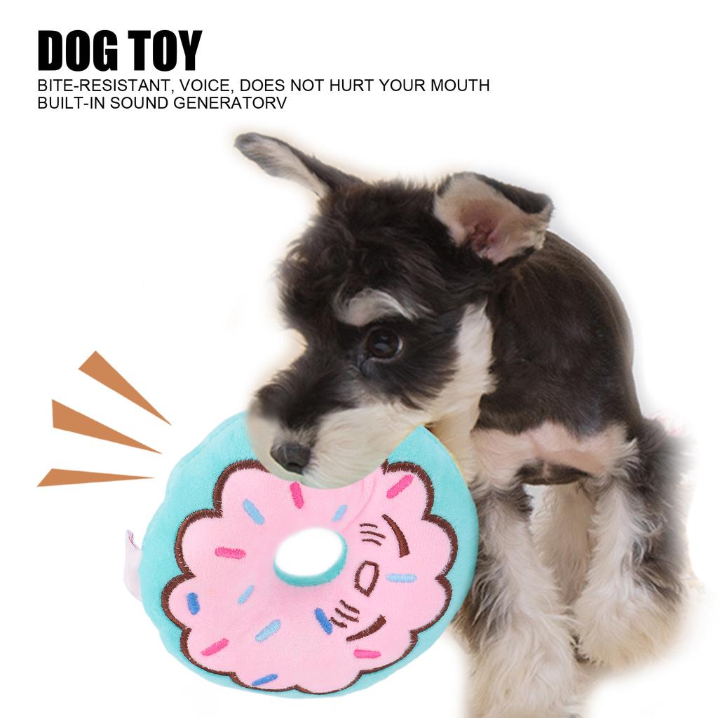 Dog Squeaky Toy Stuffed Bite Resistant Donuts Pet Toy Soft Plush Toy for Dogs Pets