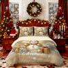 3pcs Golden Christmas Snowman Printed Chipless Bedding Set Soft Dormitory Bedroom Multiple Sizes Machine Washable