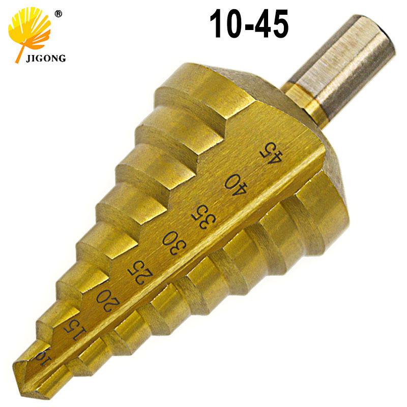 10-45MM Titanium-Plated Triangle Shank Step Drill Bit High-Speed Steel 4241