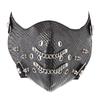 Maschera Sportiva Antipolvere Maschera in Pelle Borchiata, Maschera Punk Biker Motociclista Rock Mezza Faccia Costumi Cosplay di Halloween