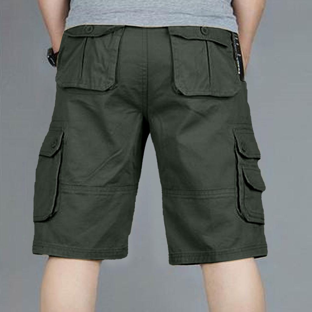 Men's OutdoorLoose Casual Pants Multi-Pocket Solid Color Cargo Shorts