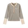 A Retro Long-sleeved Knitted Sweater for Women's Autumn New Design, with A Unique and Contrasting Color Striped Slimming Top