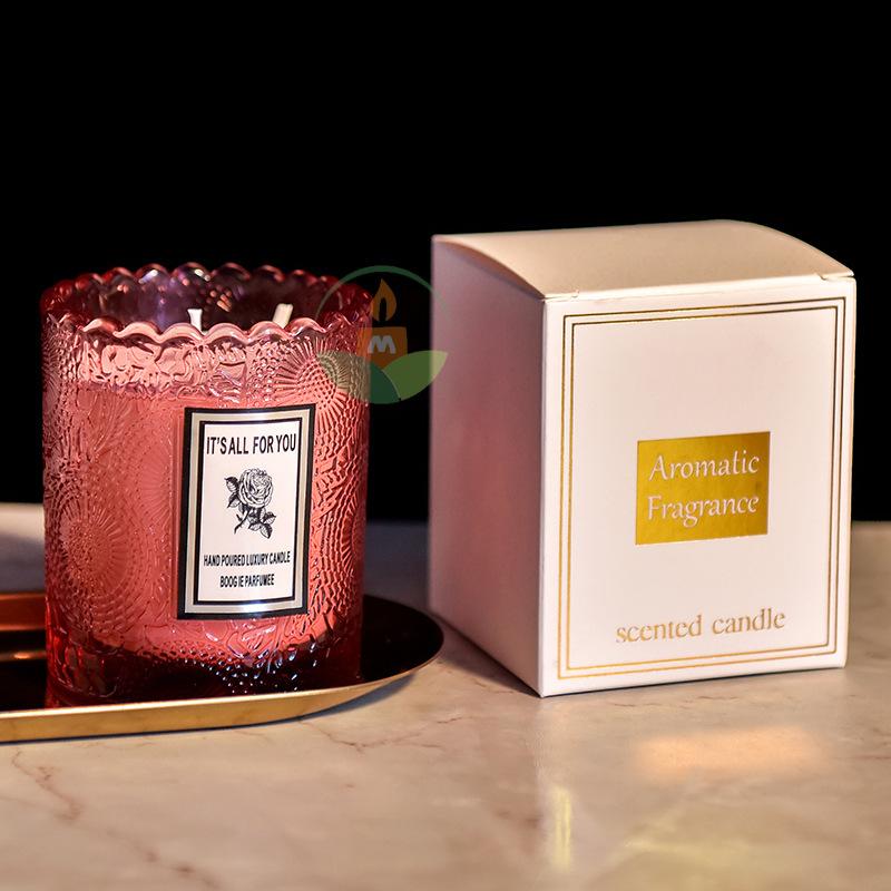 Handmade Embossed Glass Cup Scented Candle Creative Home Scented Candle Souvenir Candle