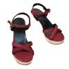 Sandali Zeppa Donna Punta Aperta Cinturino Incrociato Fibbia Suola in Canapa Comfort Casual Calzature Estive