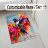 Hummingbird Fantasy Theme Soft Crystal Velvet Rug Custom Name & Text Print Non Slip Floor Rug for Bedroom Living Room