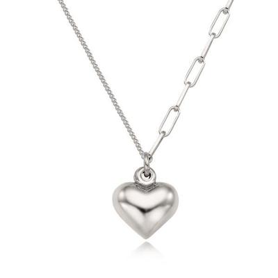 Bold Heart Pendant Silver Necklace OTN220C12NWW