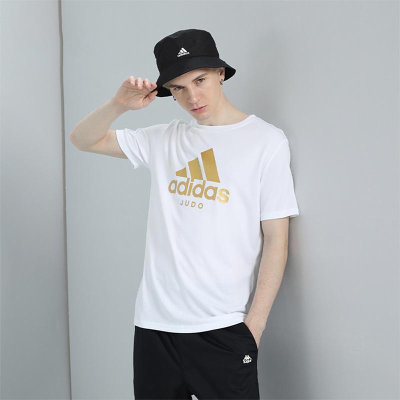 Adidas Logo Print Round Neck Sports Casual Short Sleeve T-Shirt Men Tops White ADICTJ-WG