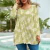 Women's Fashion Large Size Round Neck Long Sleeve Casual Print Loose Pullover Top
