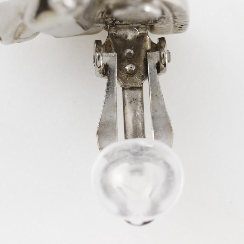 Hermes Shuval Earring Hose Motif Silver Metallic 10.5g Women Used