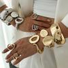 Ingemark Exaggerated Vintage Metal Wide Cuff Bangles Gold Color Geometric Hip Hop Bangles For Women Men Aesthetics Jewelry Gift