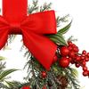 Artificial Christmas Wreath Winter Greenery Wreath with Red Berries And Velvet Bow Front Door Mantle Porch Wall New Year Decor
