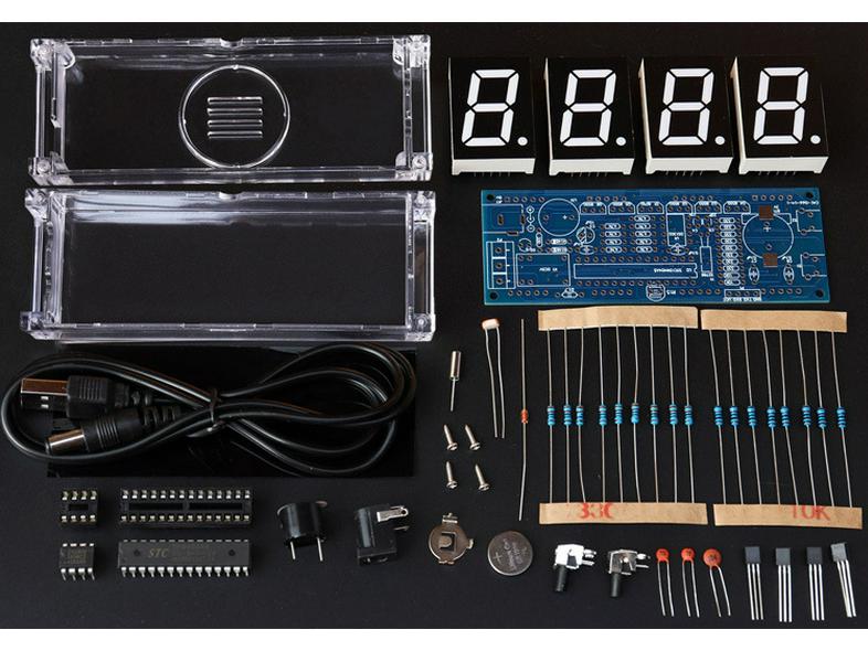 Light-Controlled 1-inch LED Nixie Tube DIY Digital Clock Kit with Microcontroller and Case