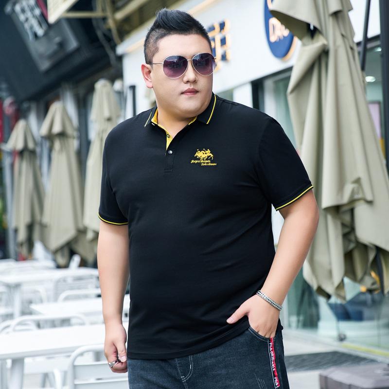Extra Large Men's Summer Short-sleeved T-shirt Business Casual Polo Shirt Plus Fat Plus Size Loose T-shirt 195