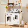Tiny Land Kids Play Kitchen, Wooden Kids Play Kitchen Set, Chef Play Set with Realistic Lights and Sounds, Includes 18 Toy Food and Cooking Utensil