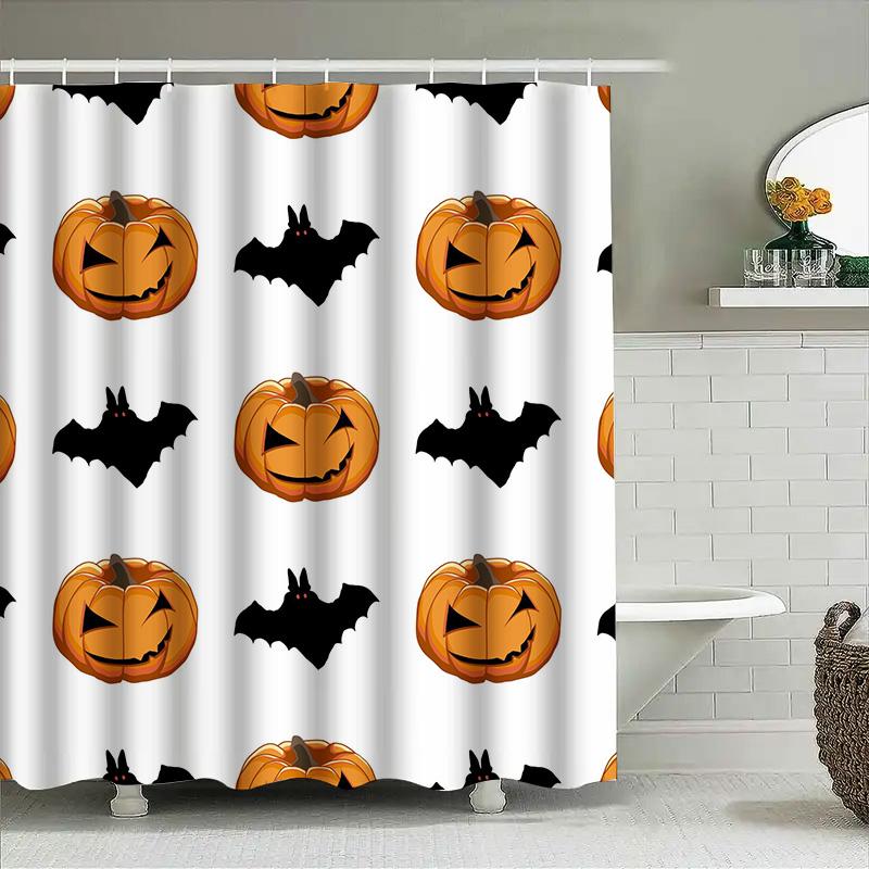 

Tuniu Halloween Bat Shower Curtain Cute Pumpkin Waterproof Bathroom Decor For Kids Baby Girls W60H190(CM)-1 Pcs
