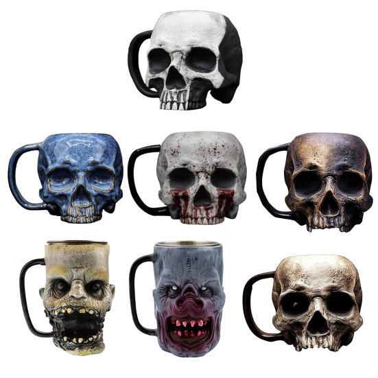Hrnek Lebka Nerezová Ocel Lidská Lebka Hrnček na Kávu Strašidelný Zombie Pivní Krýgl Korbel Čajový Šálek Halloweenská Hororová Tematická Párty Dárek pro Muže