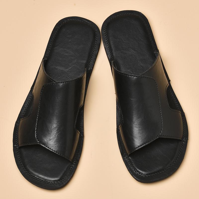 Fashion 2025 Summer Men's Genuine Leather Sandals 38-48 Non-Slip Sole & Breathable Design Casual Beach Slippers with Cushioned Insole