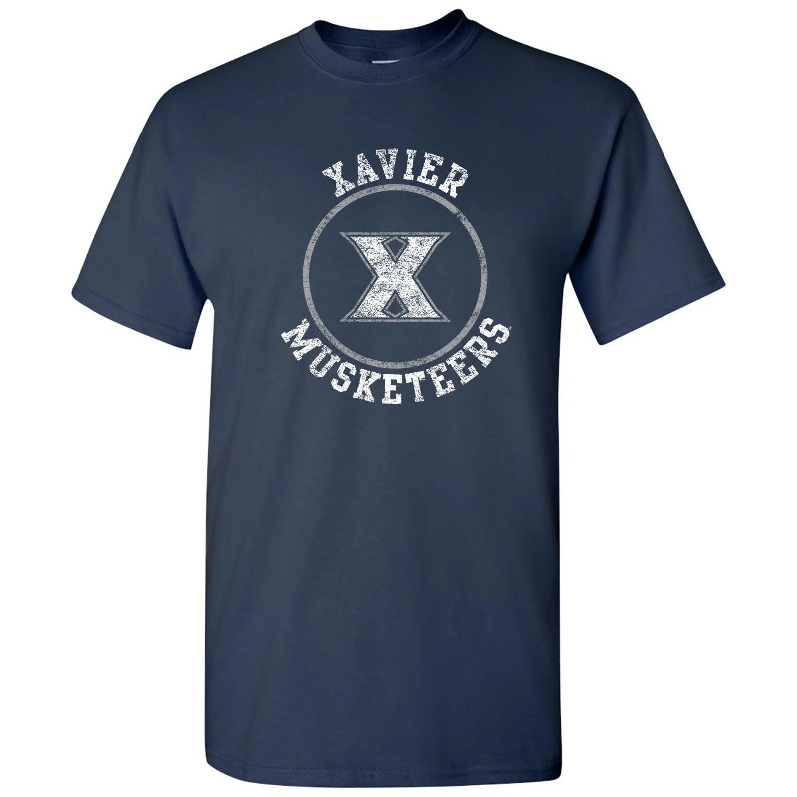 Xavier University Musketeers Distressed Circle Logo Licensed T-Shirt - Navy XL