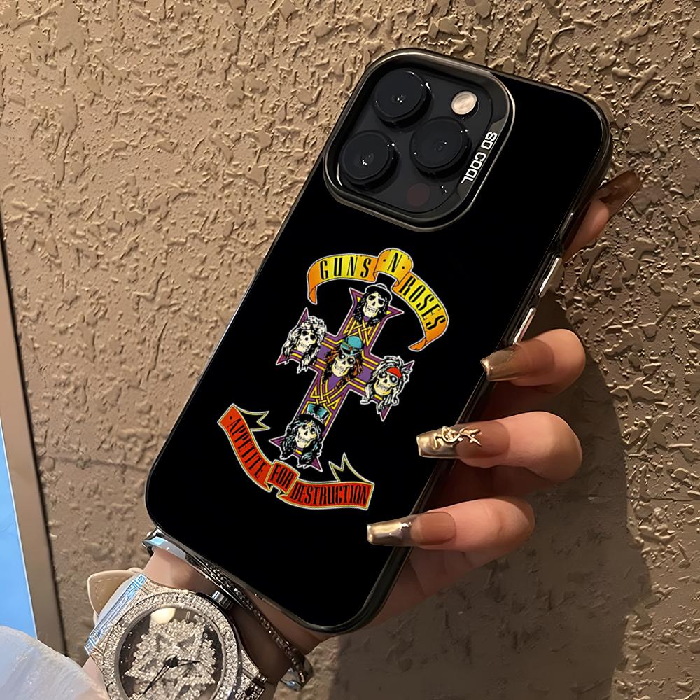 Band G-Guns N Roses Phone Case For 17 Pro Max IPhone 16 Pro Max 15 14 Plus 12 13 X XS Max 11 Colorful Silver Cover