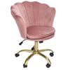 Velvet Chair Petal Shape Height Adjustable Rotating Work Chair with Wheels for Home Office Pink
