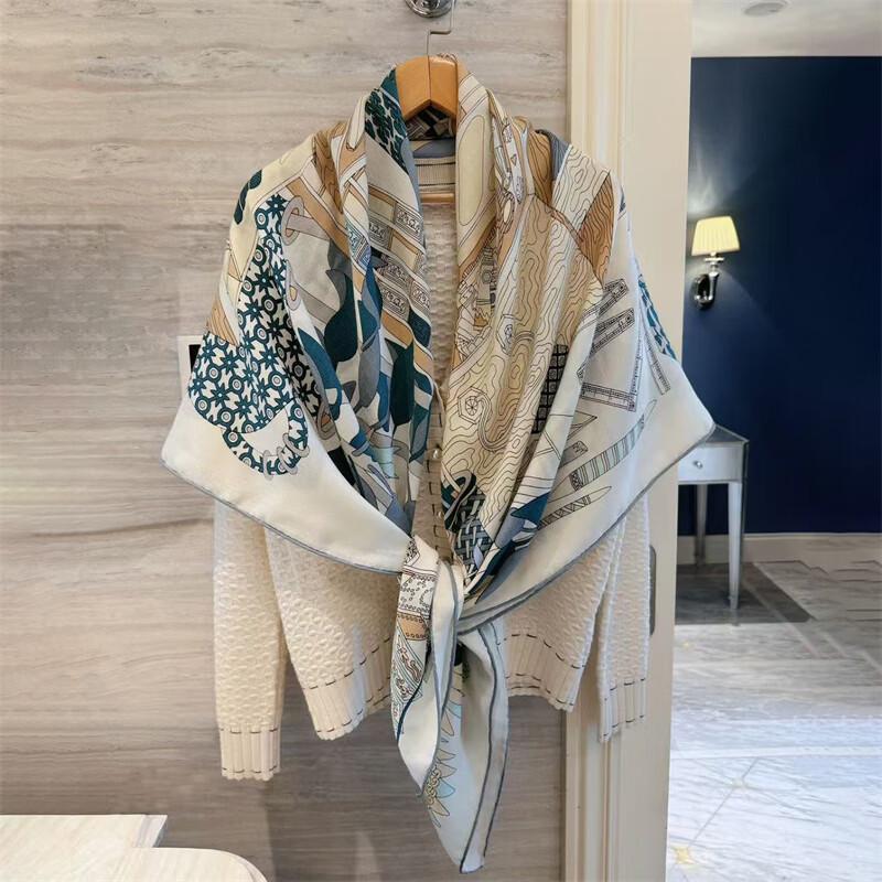 NINA SOLOR Painter's Treasure Chest Silk Wool Square Scarf