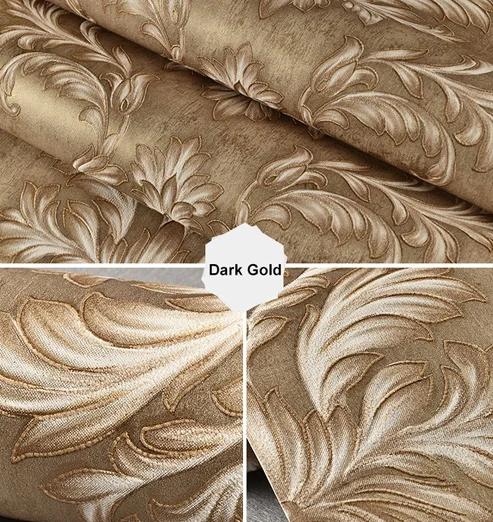 European Style 3D Stereo Damask Flocking Non-woven Wallpaper for Bedroom Living Room Modern Simple Decor Wall Paper Roll