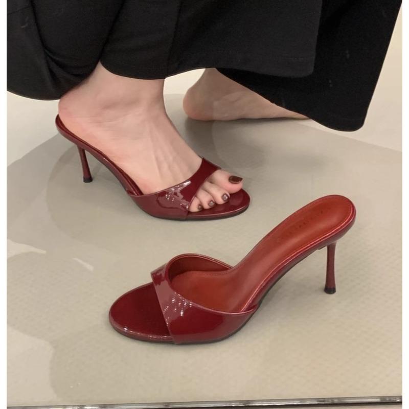 Fashion 2025 Summer New Brand Women Slipper Fashion Open Toe Slip On Slides Ladies Elegant Thin High Heel Dress Pumps Slides
