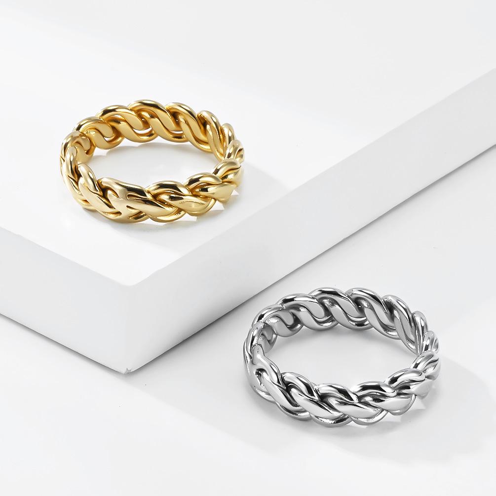 Unisex Titanium Steel Woven Chain Ring - High-End European & American Trend