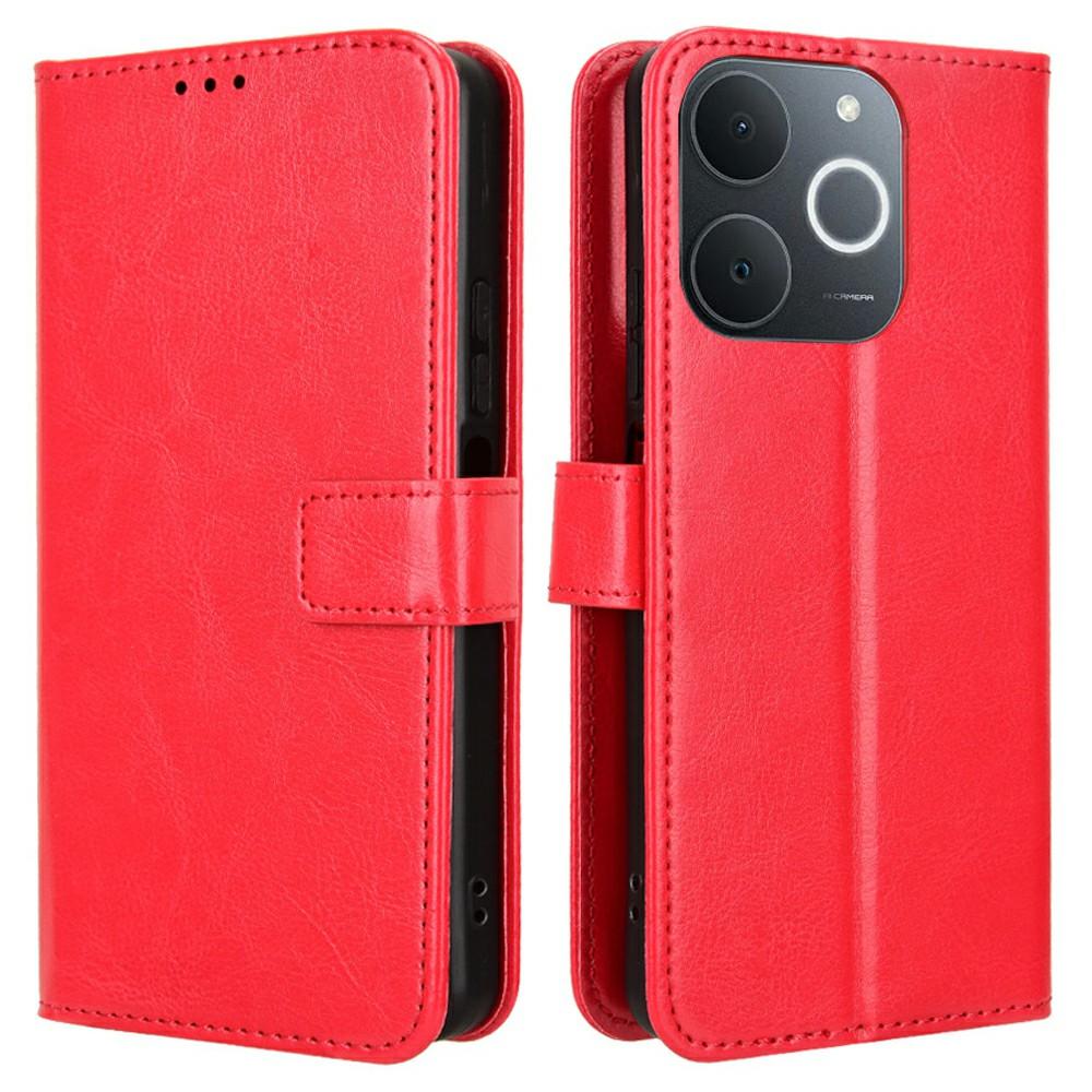 PU-Lederhülle für Realme Note 70T 4G/Narzo 80 Lite 4G/Realme C71 4G (Indien) Crazy Horse Textur Handyhülle mit Geldbörse und Trageriemen