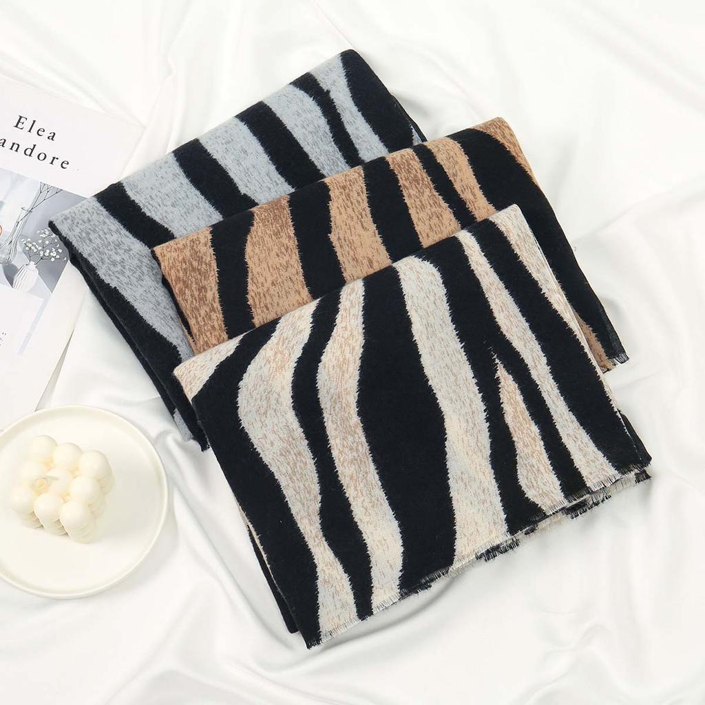 Fashion Zebra Stripe Pattern Shawl Woman Man Winter Warm Cashmere Scarf Big Size Keep Warm For Women Thicked Pashmina Muffler