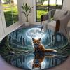 1pc Mystic Monkey Glow Printed Chair Rug for Home Office Use, Living Room Kitchen Game Room Round Carpet